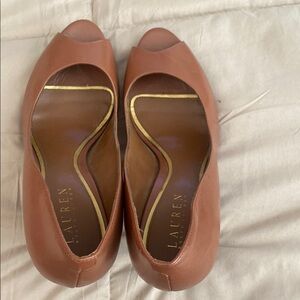 Lauren by Ralph Lauren Brown Peep Toe Women's Shoes